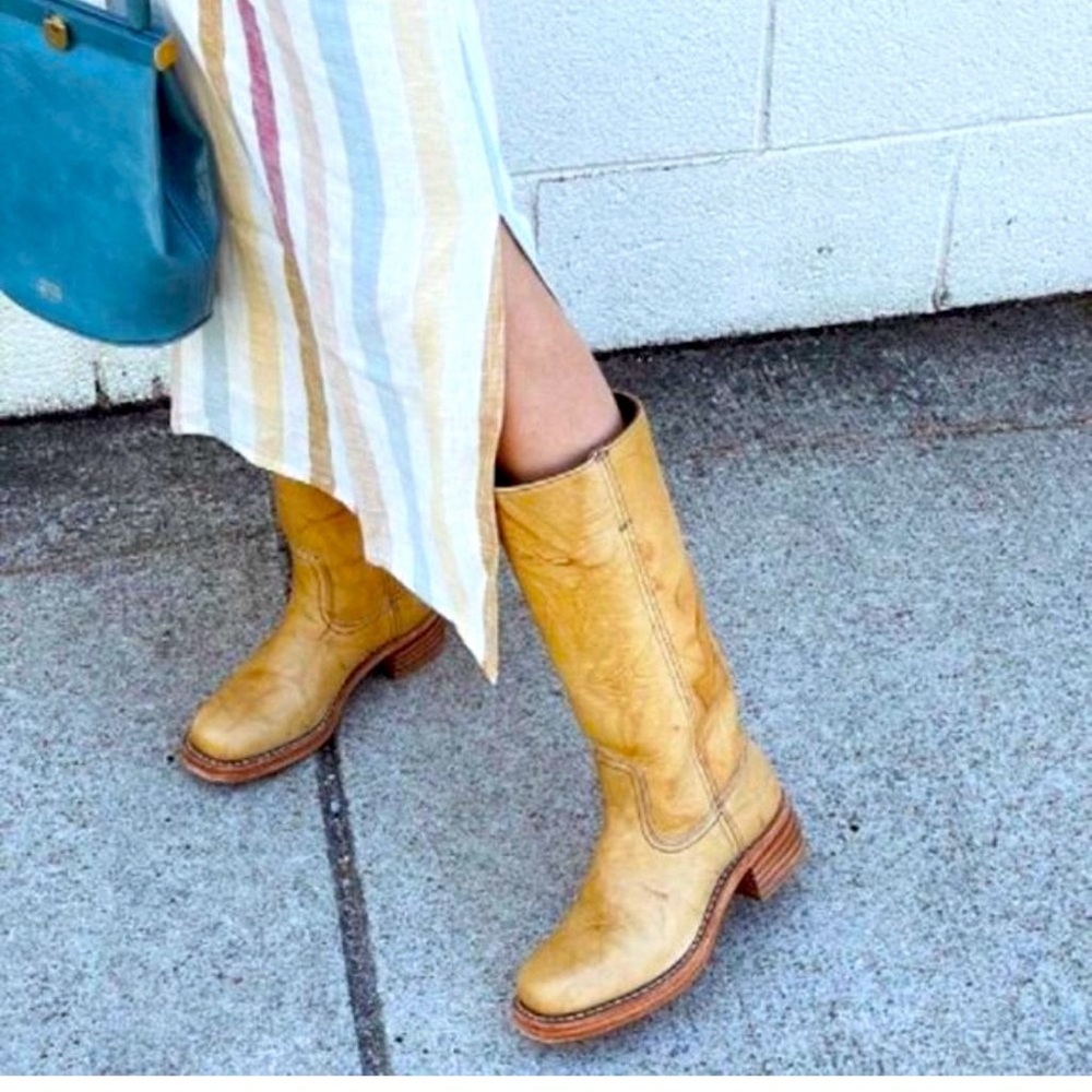 FRYE 14L tall Campus banana boots size 6